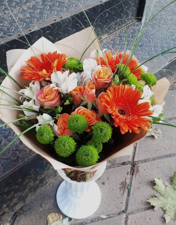 Букет цветов из: Герберы, Хризантемы, Альстромерии и Розы в Ивановском Ставропольского края