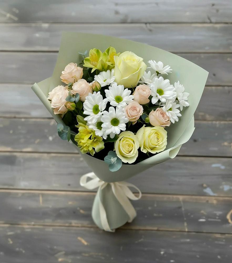Букет цветов из: Альстромерии, Розы и Хризантемы в Ивановском Ставропольского края