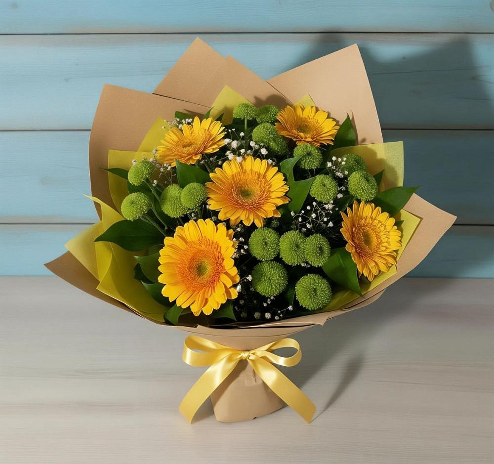 Букет цветов из: Герберы и Хризантемы в Ивановском Ставропольского края