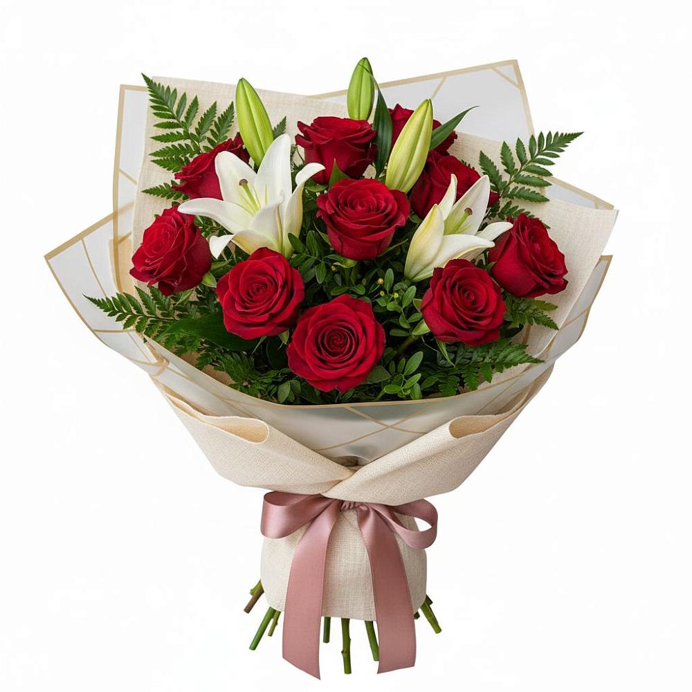 Букет цветов из: Лилии и Розы в Ивановском Ставропольского края