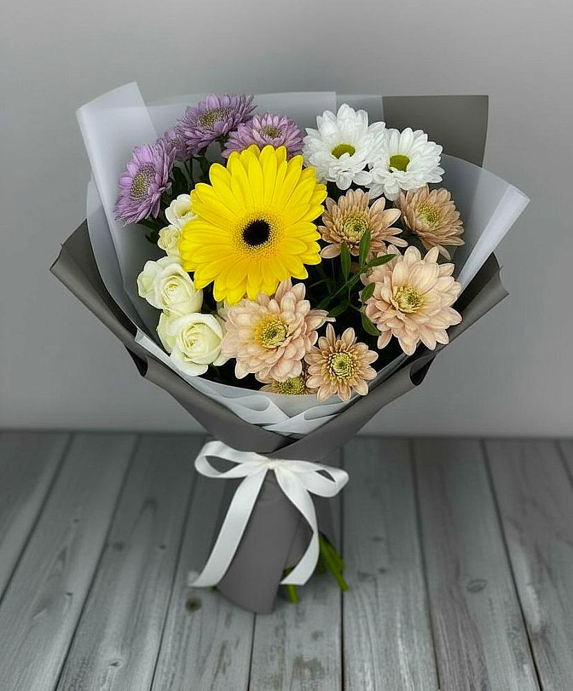 Букет цветов из: Розы, Герберы и Хризантемы в Ивановском Ставропольского края