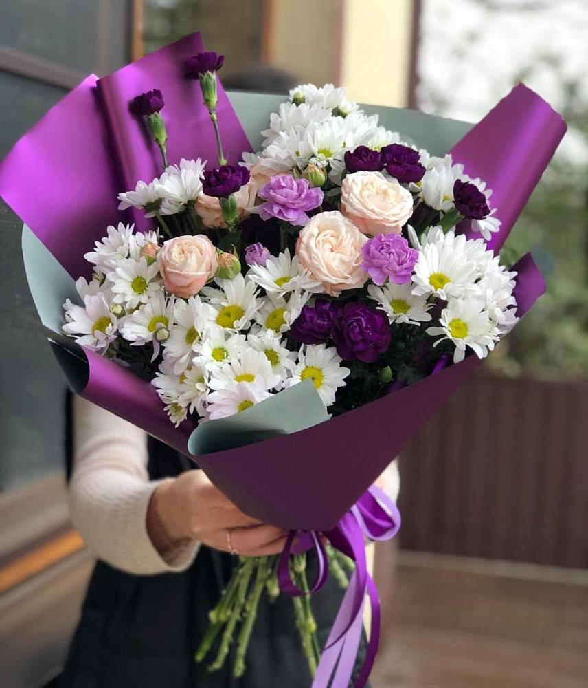 Букет цветов из: Хризантемы, Гвоздики и Розы в Ивановском Ставропольского края