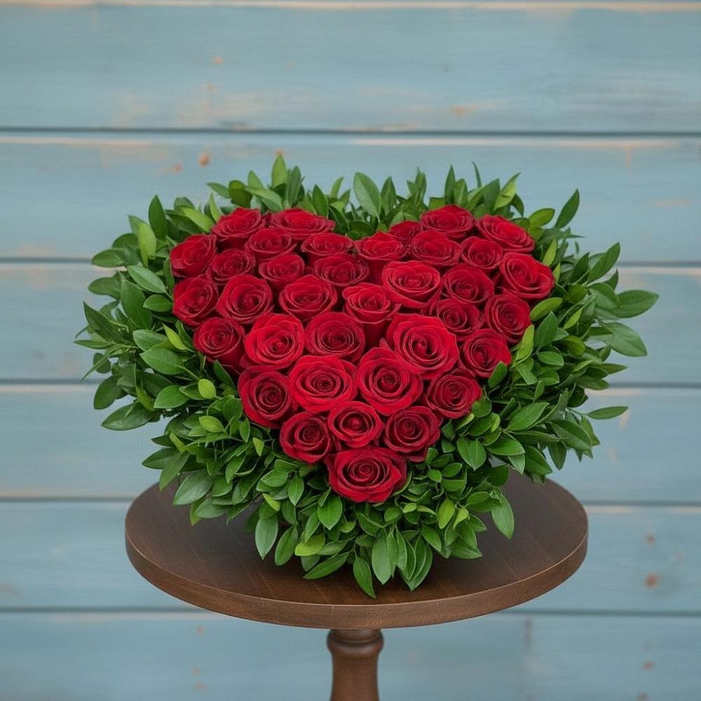 Цветочная композиция из Розы в виде сердца в Ивановском Ставропольского края