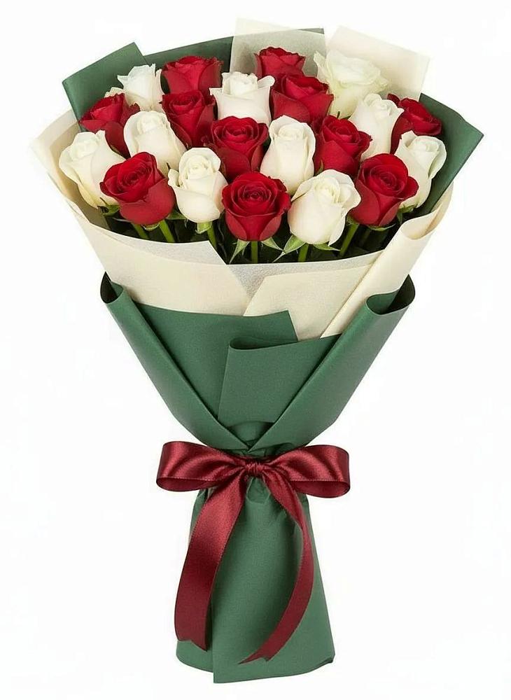 Букет Микс из красных и белых роз в Ивановском Ставропольского края