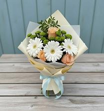 Букет цветов из:  Герберы, Розы и Хризантемы в Ивановском Ставропольского края