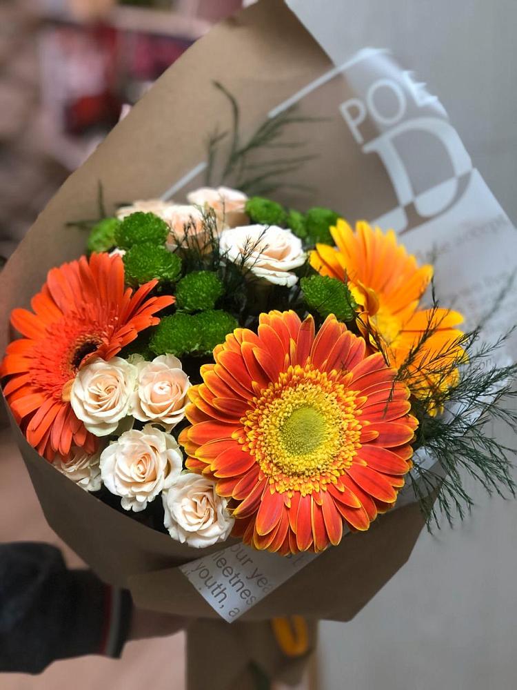 Букет цветов из: Герберы, Хризантемы и Розы в Ивановском Ставропольского края