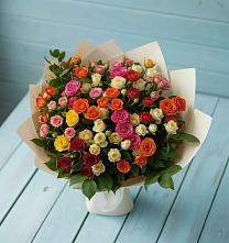 Букет Микс из разноцветных кустовых роз в Ивановском Ставропольского края